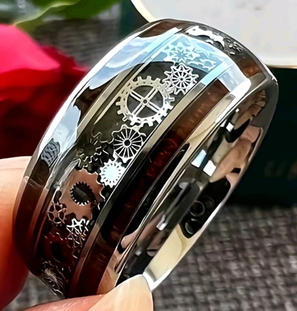 Vintage punk Style Gear Design Ring Size 9